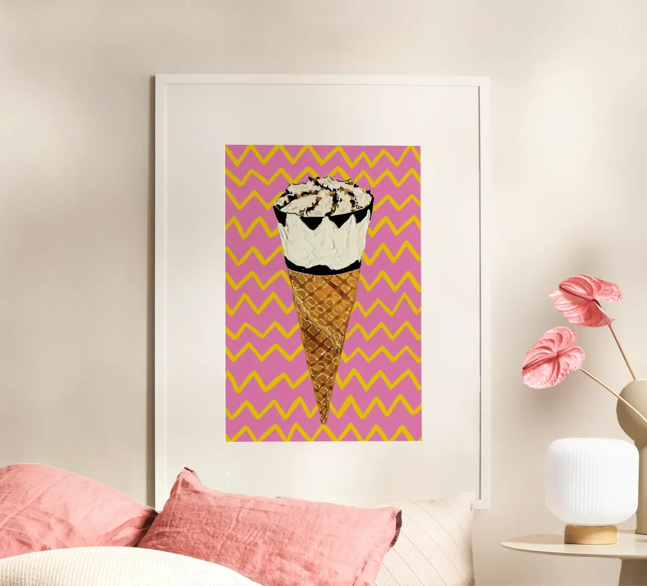 Cornetto Pink Zigzag poster by Alice Straker