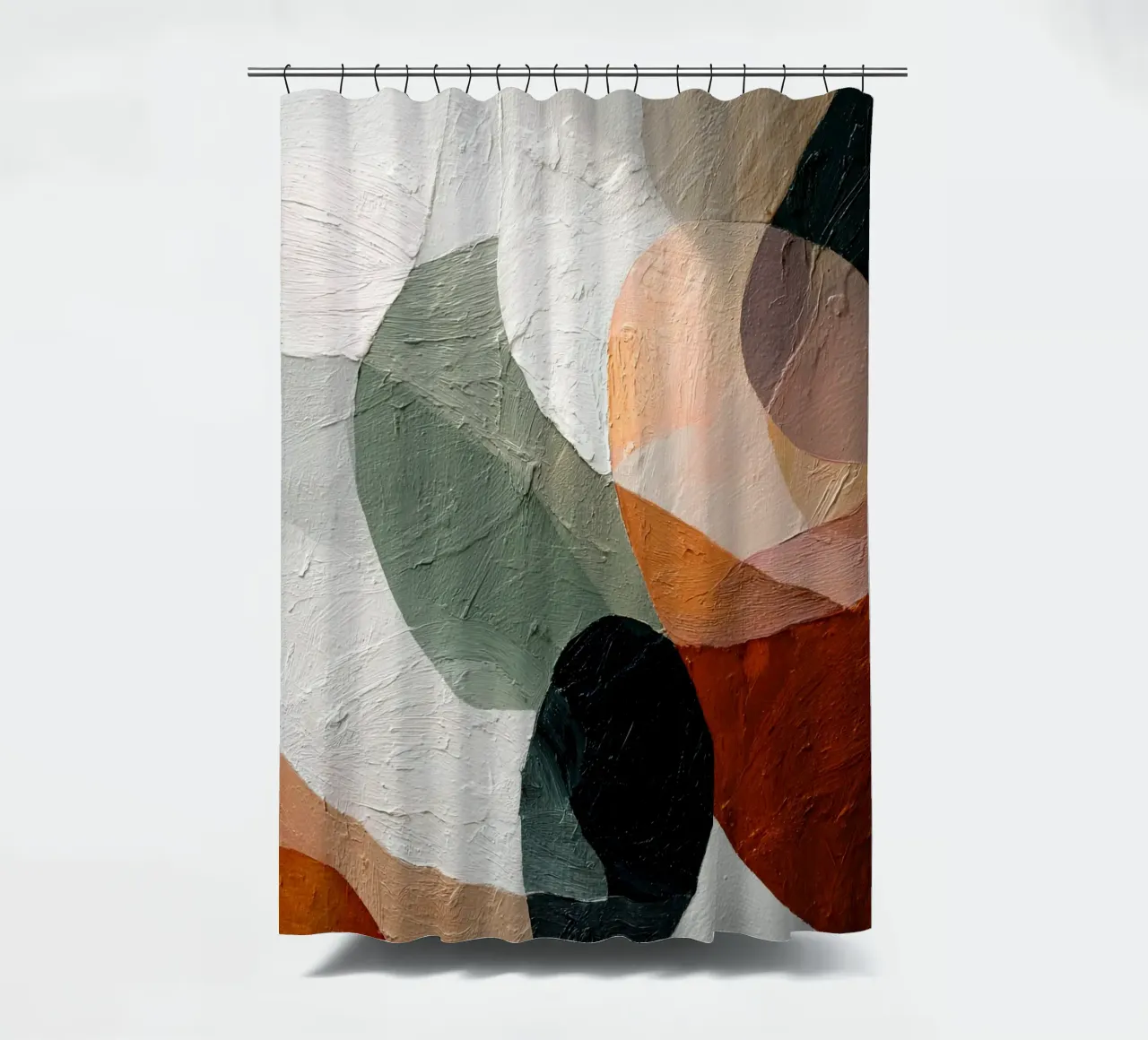 Textured Earthy Organic Shapes Painting Print shower curtain by Artbyvo