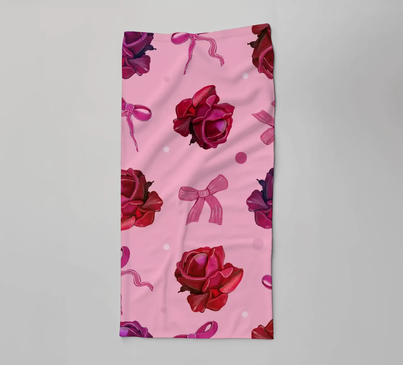 Pink roses and bow ties pattern towel by gulsengunel