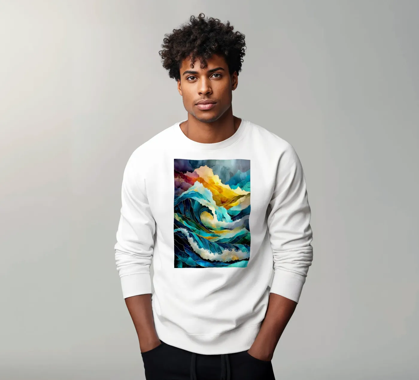 Waves sweatshirt by Justyna Jaszke JBJart
