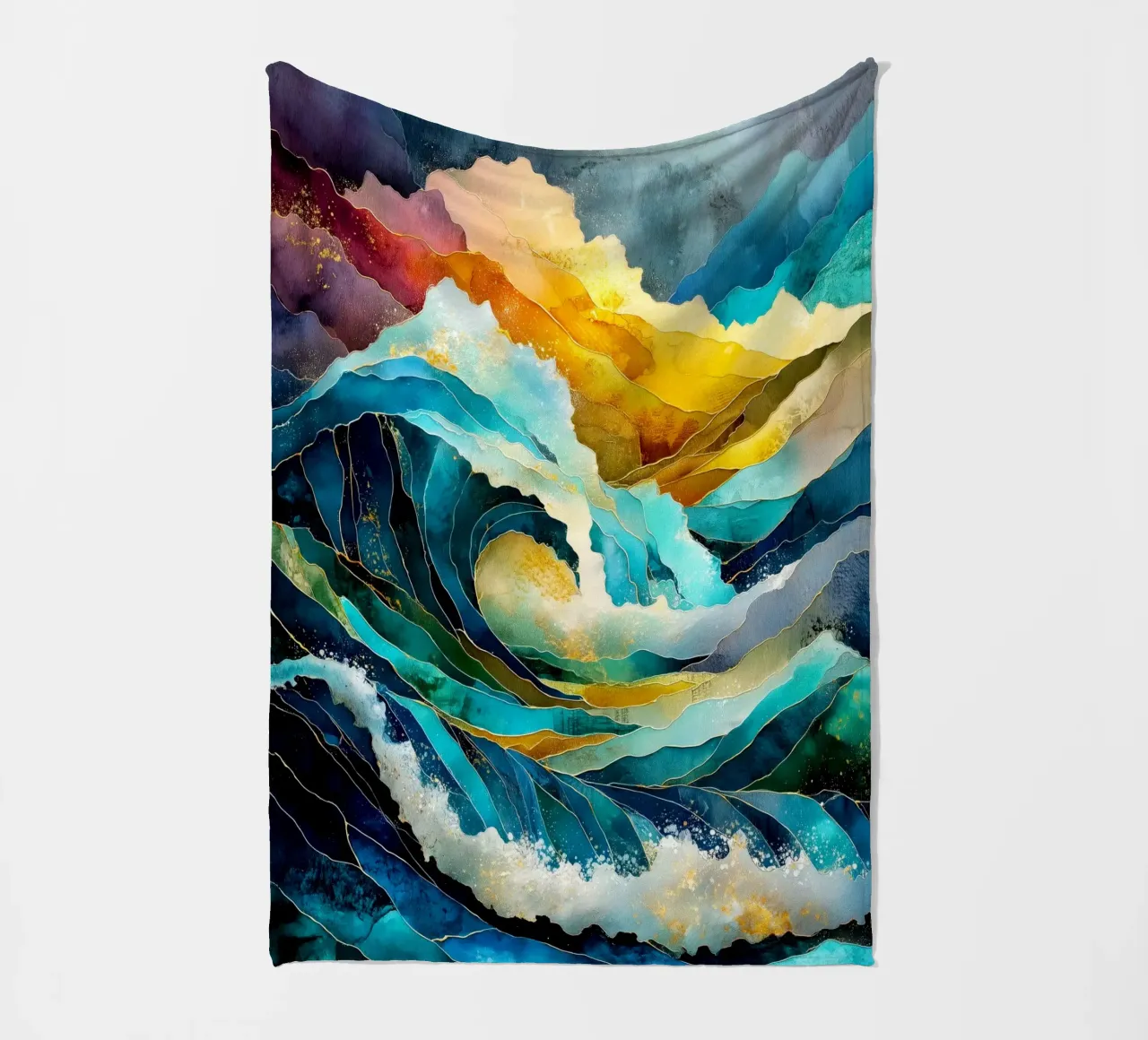 Wellen Fleecedecke von Justyna Jaszke JBJart