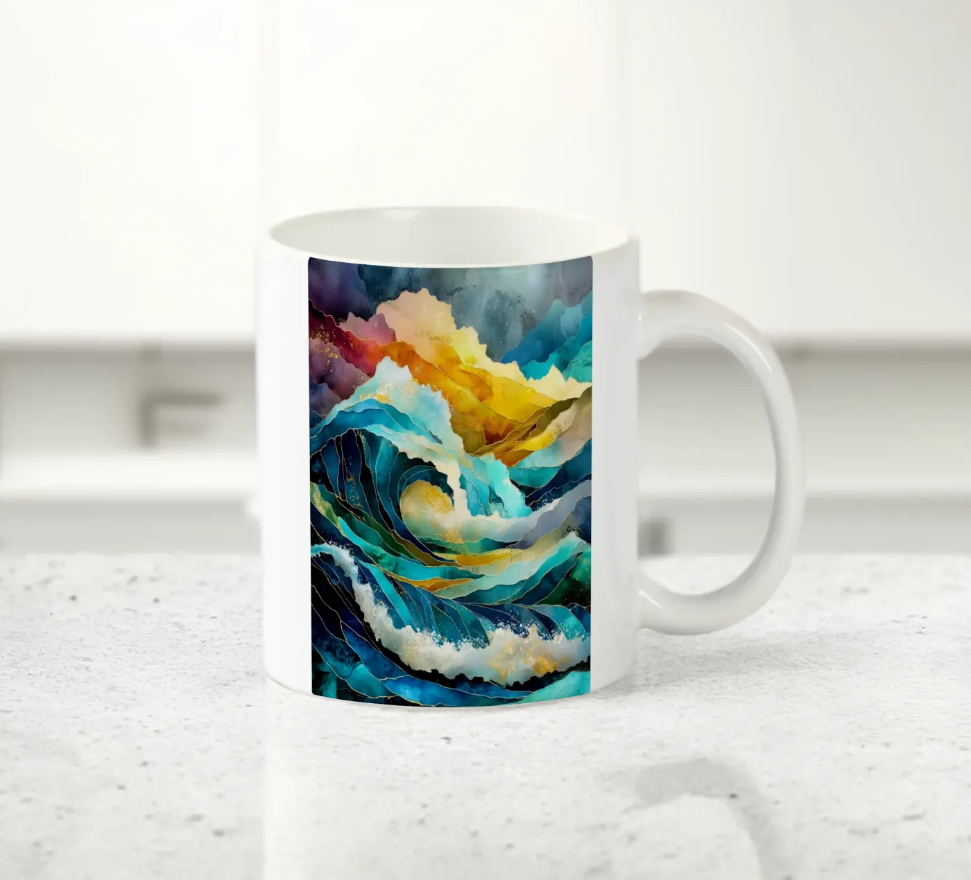 Wellen Keramik Tasse von Justyna Jaszke JBJart