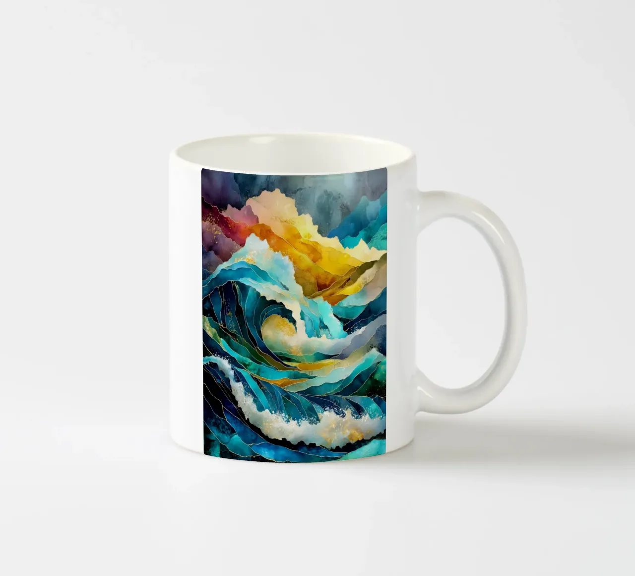 Waves ceramic mug by Justyna Jaszke JBJart