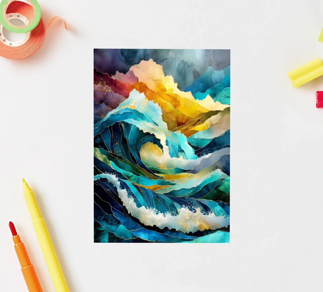 Golven sticker van Justyna Jaszke JBJart