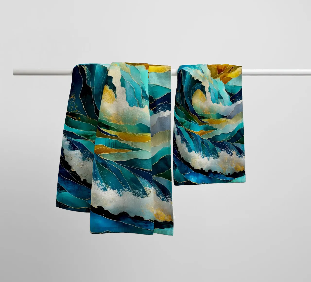 Waves towel by Justyna Jaszke JBJart