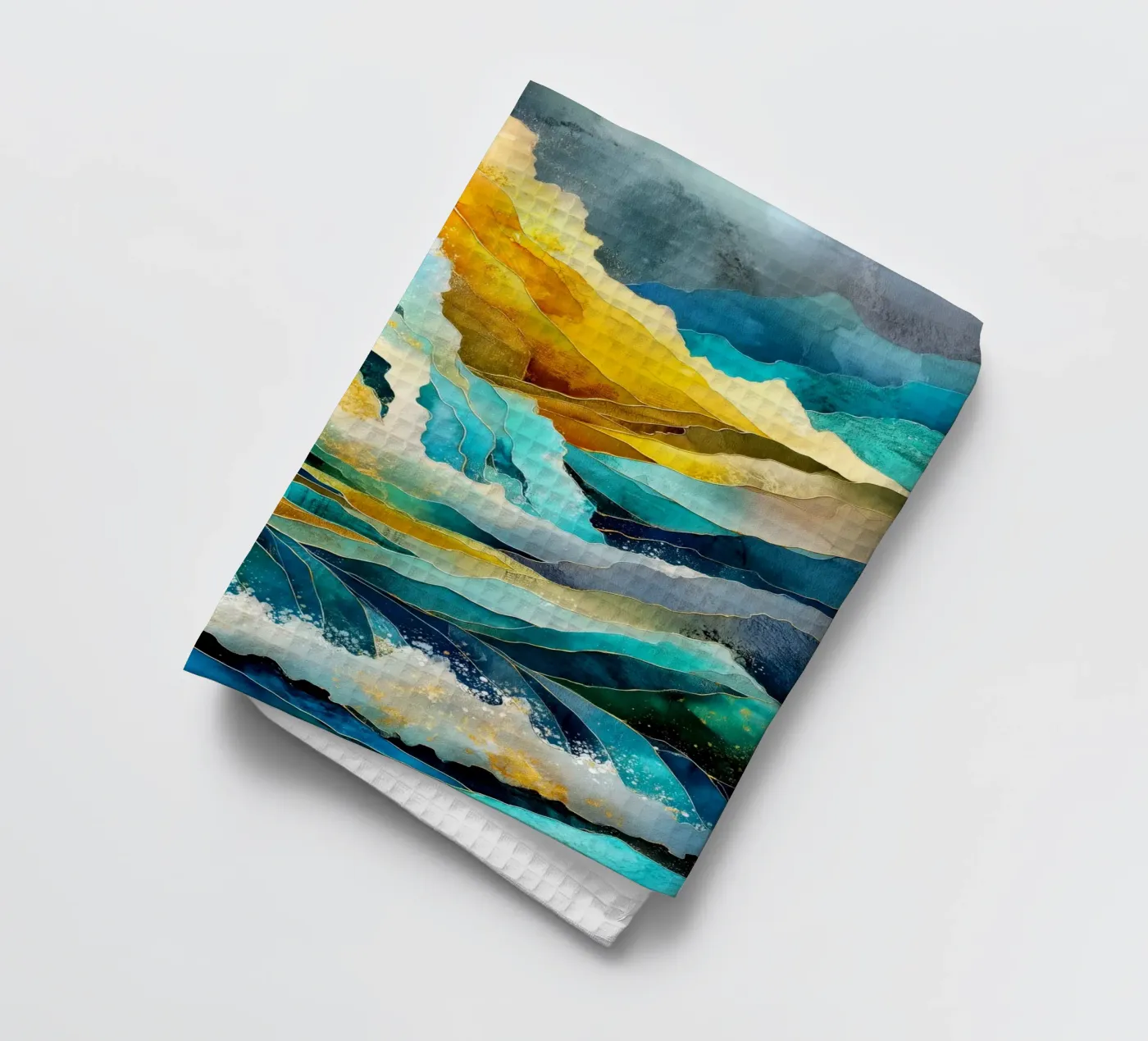 Waves tea towel by Justyna Jaszke JBJart