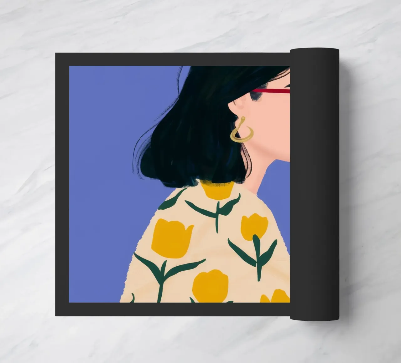 Yellow Tulip Contemplation doormat by Peak Delusion