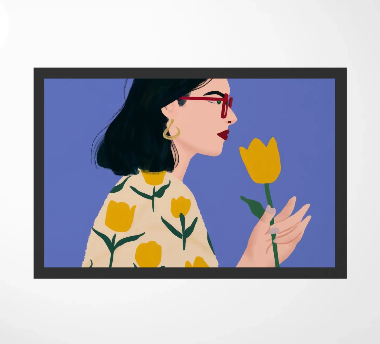 Yellow Tulip Contemplation doormat by Peak Delusion