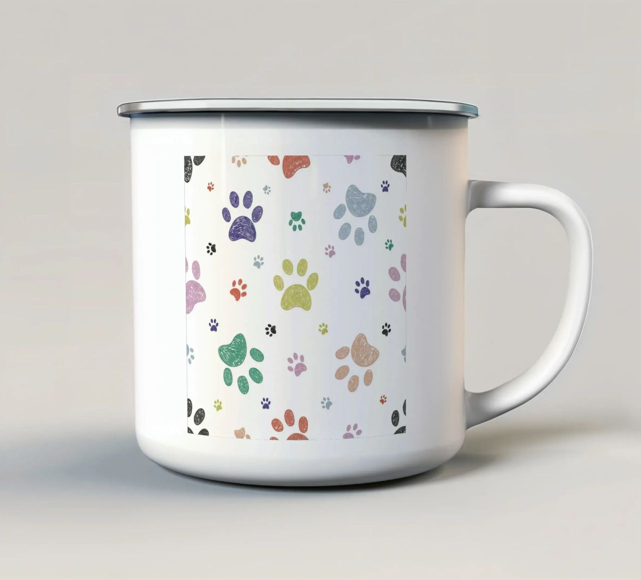 Scarabocchi di impronte di zampe colorate tazza in smalto da gulsengunel