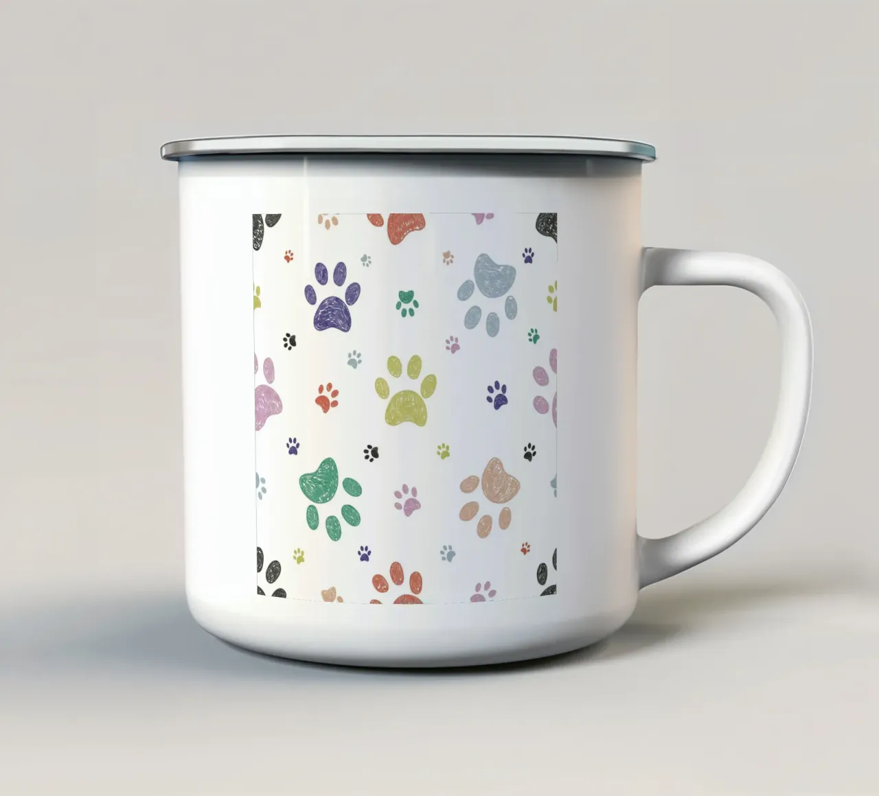 Scarabocchi di impronte di zampe colorate tazza in smalto da gulsengunel