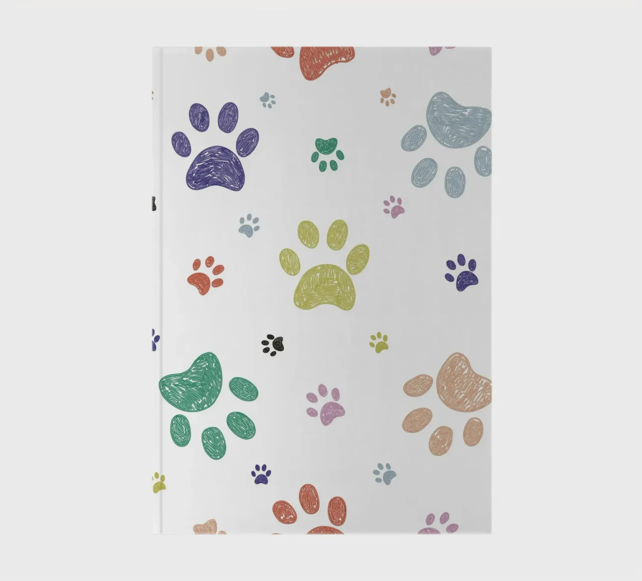 Doodle colorful paw prints notebook by gulsengunel