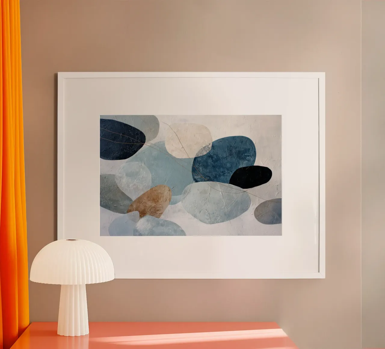 Calm Blue Wall Art With Organic Texture poster with plastic frame by Artbyvo