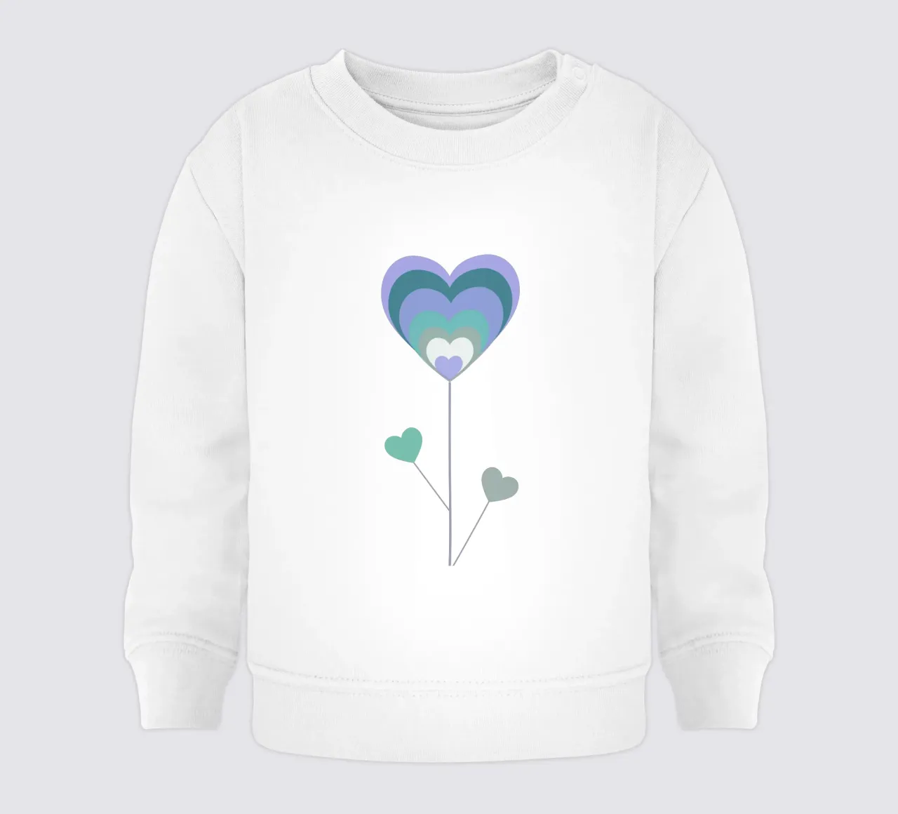 Green heart flower, geometric design, green background baby sweatshirt by Lilou Art