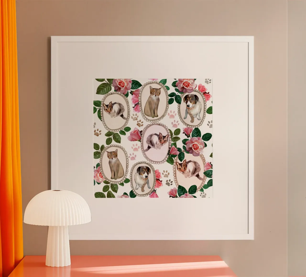 Gatti e cani, motivo ad acquerello poster da gulsengunel
