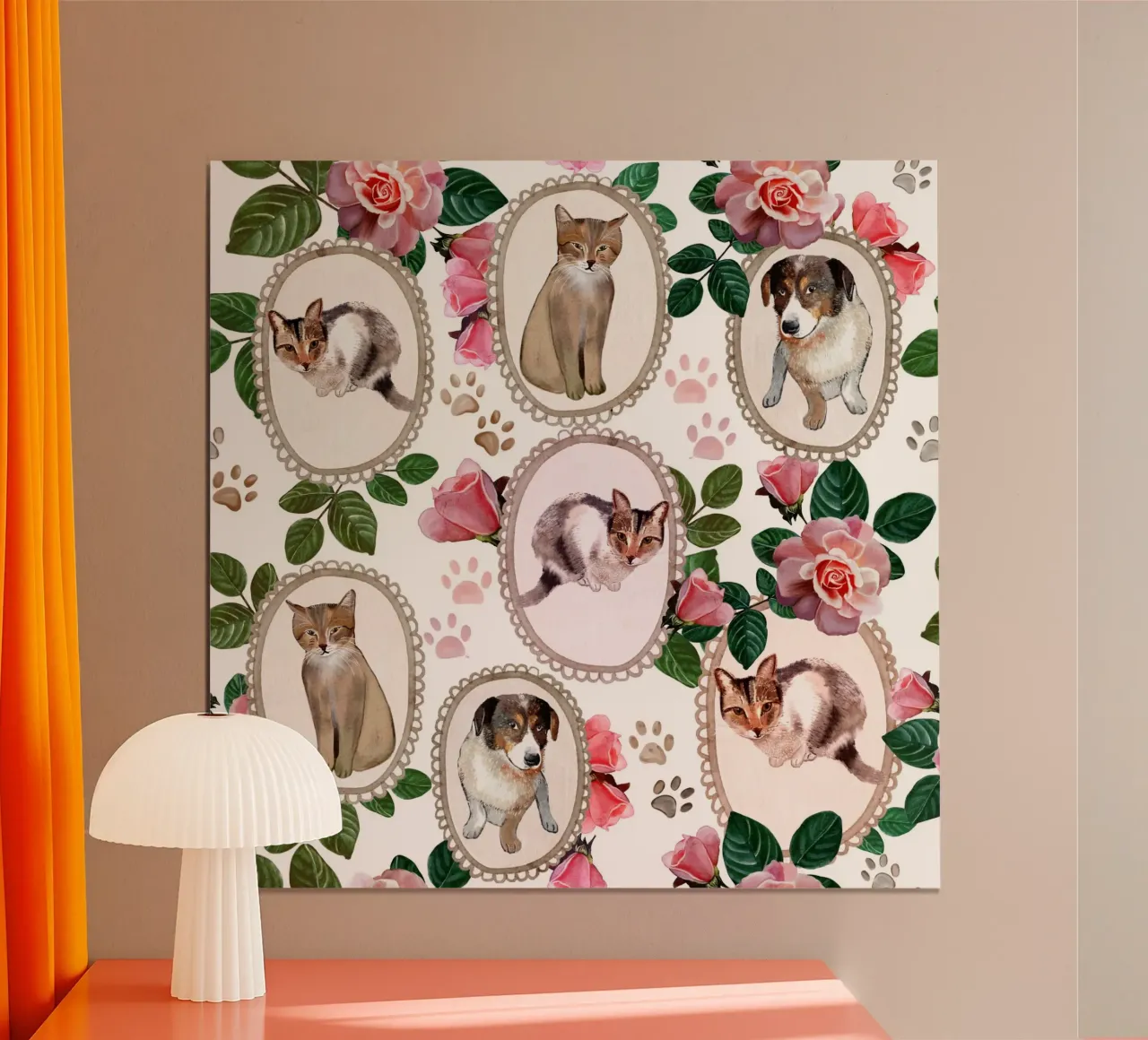 Gatti e cani, motivo ad acquerello poster da gulsengunel