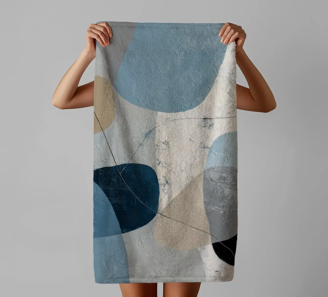 Coastal Tones Modern Abstract Wall Print towel by Artbyvo