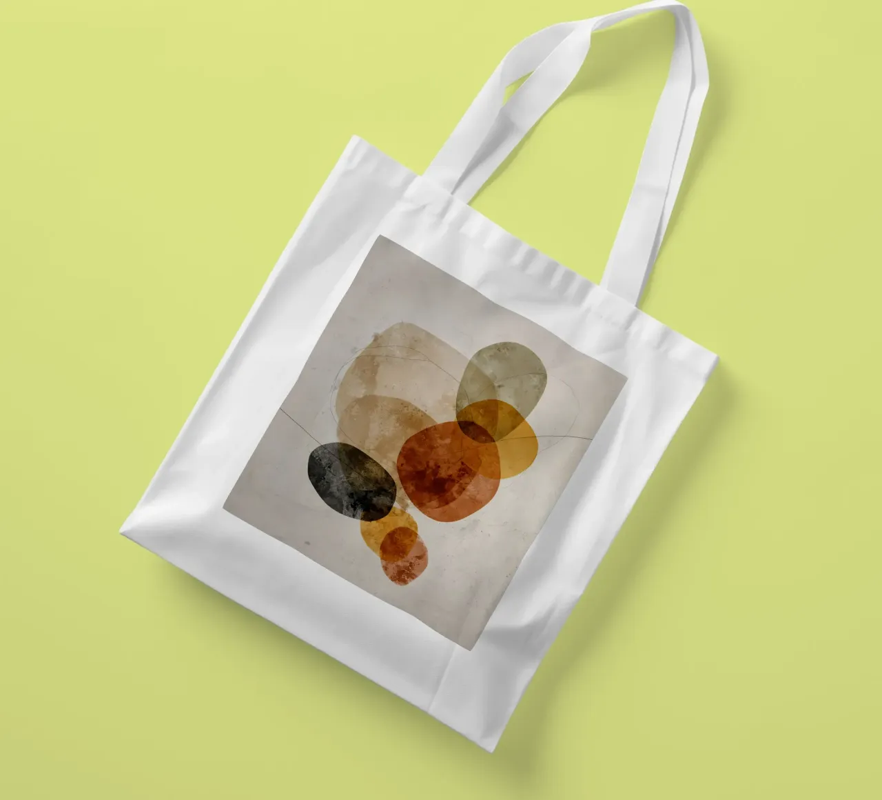 Composizione blu tenue con tocchi di terra borsa in juta da Artbyvo