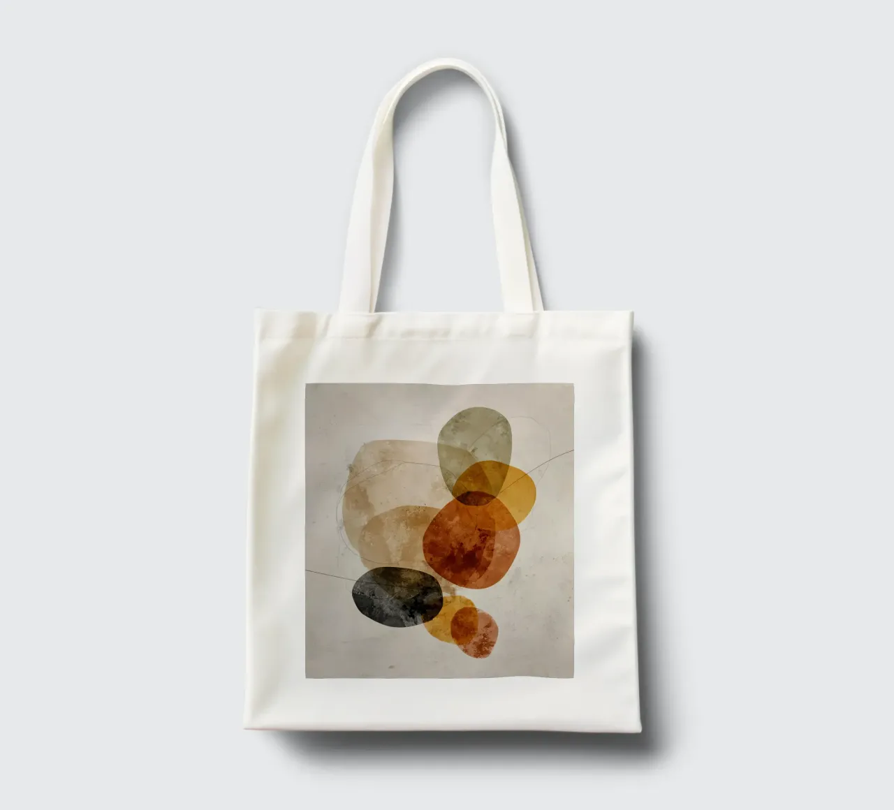 Composizione blu tenue con tocchi di terra borsa in juta da Artbyvo