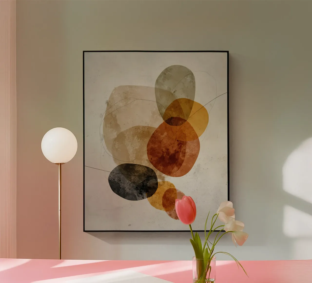 Composizione blu tenue con tocchi di terra plexiglass da Artbyvo