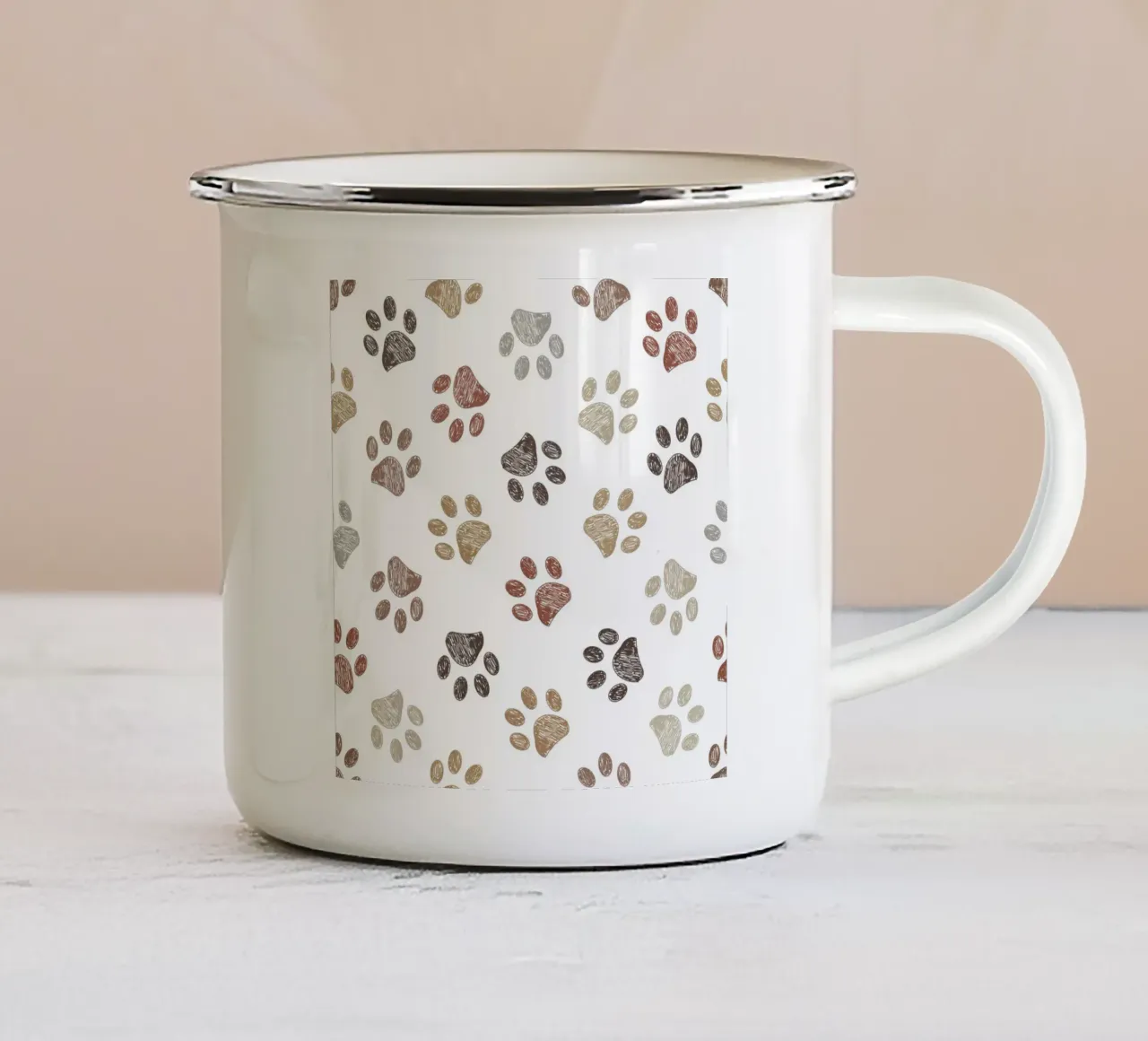 Impronte di zampa marrone tazza in smalto da gulsengunel