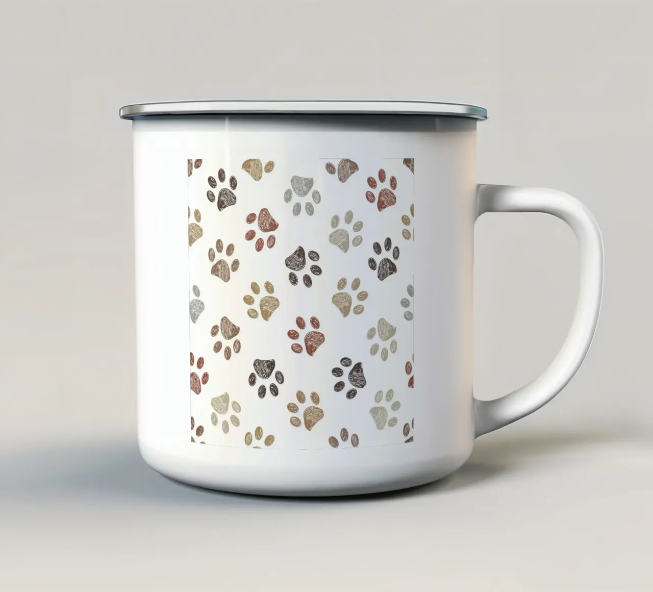 Impronte di zampa marrone tazza in smalto da gulsengunel