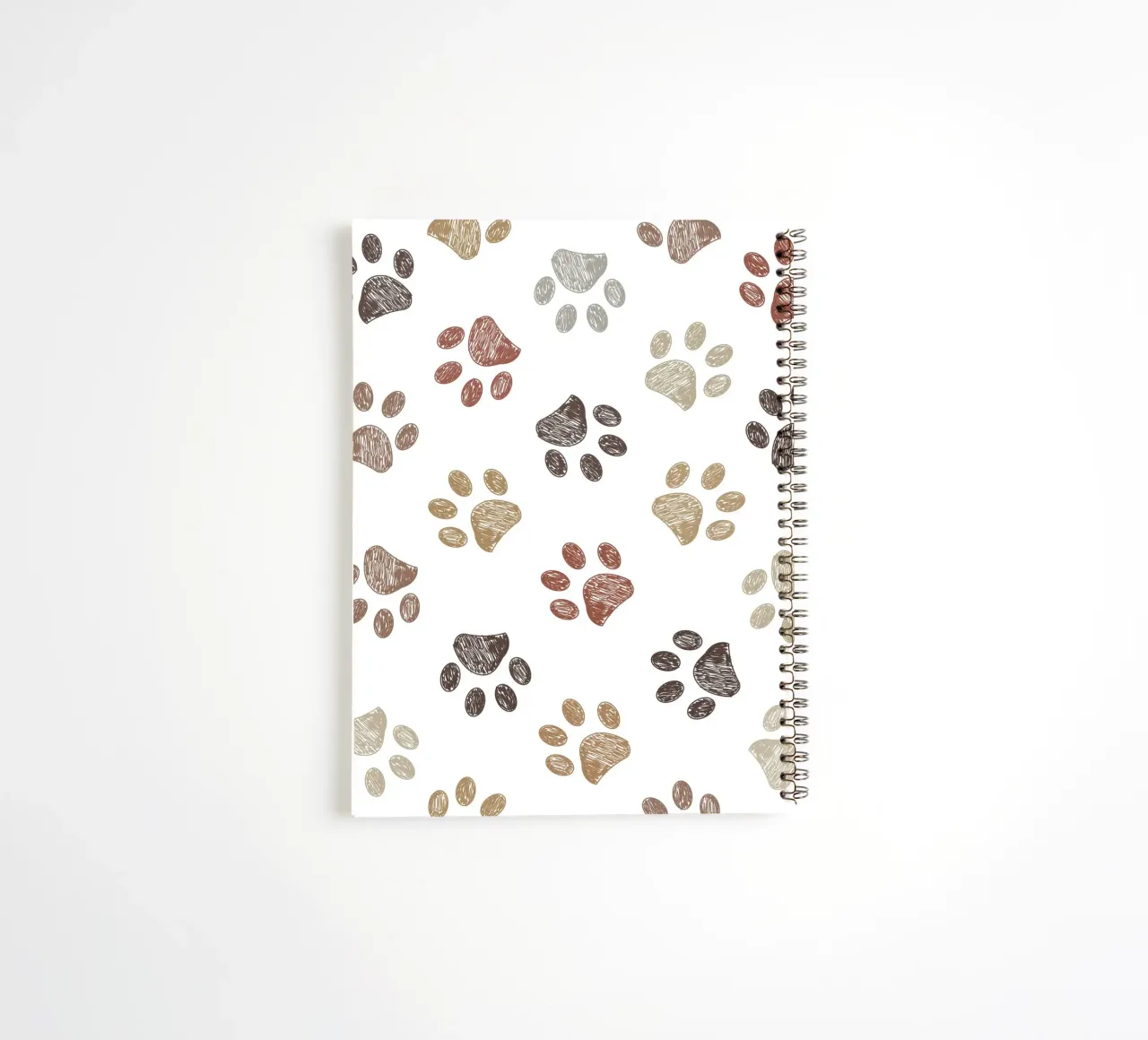 Doodle brown paw prints spiral notebook by gulsengunel