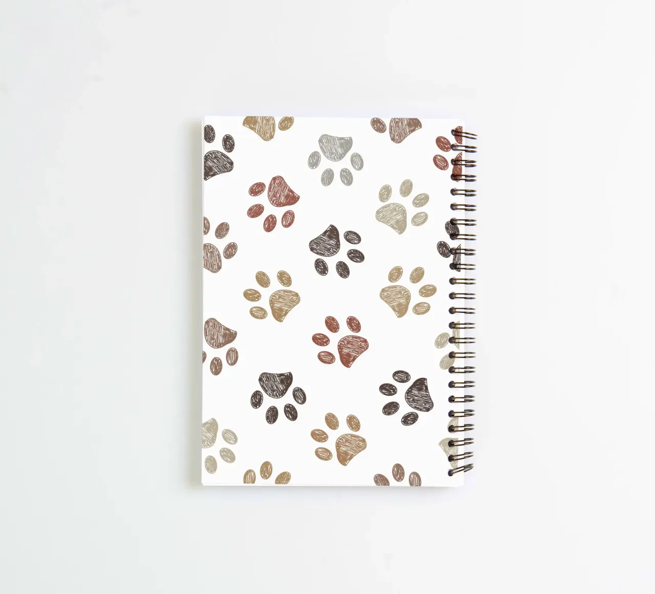 Doodle brown paw prints spiral notebook by gulsengunel