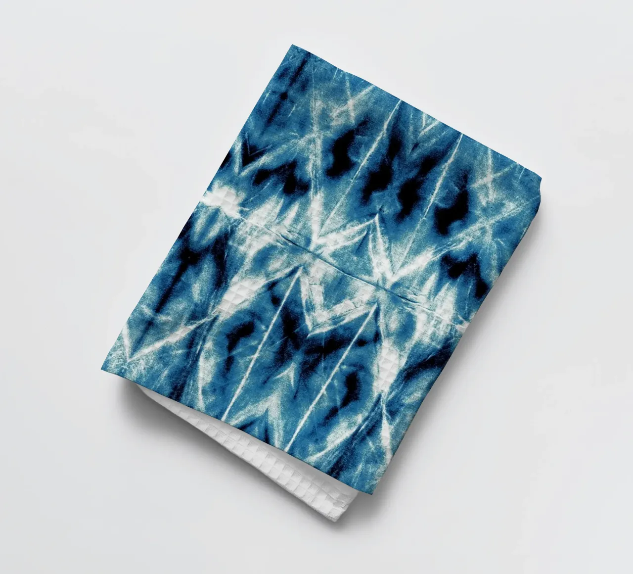 Blue Argyle Shibori tea towel by Nina May Design Studio