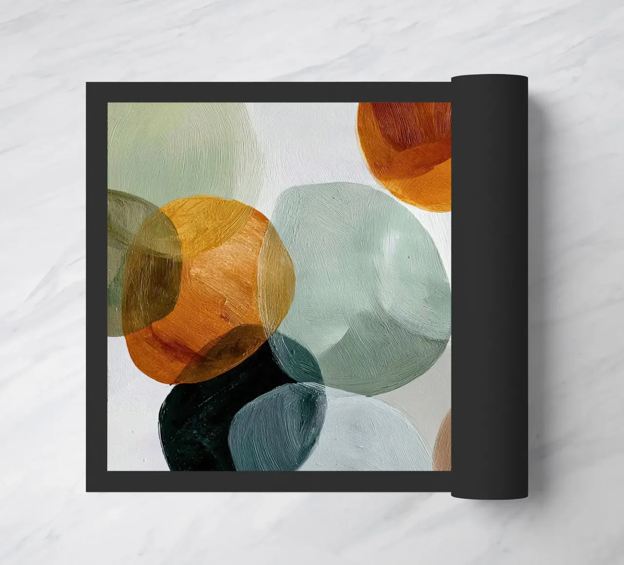 Zachte overlapping in aardetinten Abstracte kunst deurmat van Artbyvo