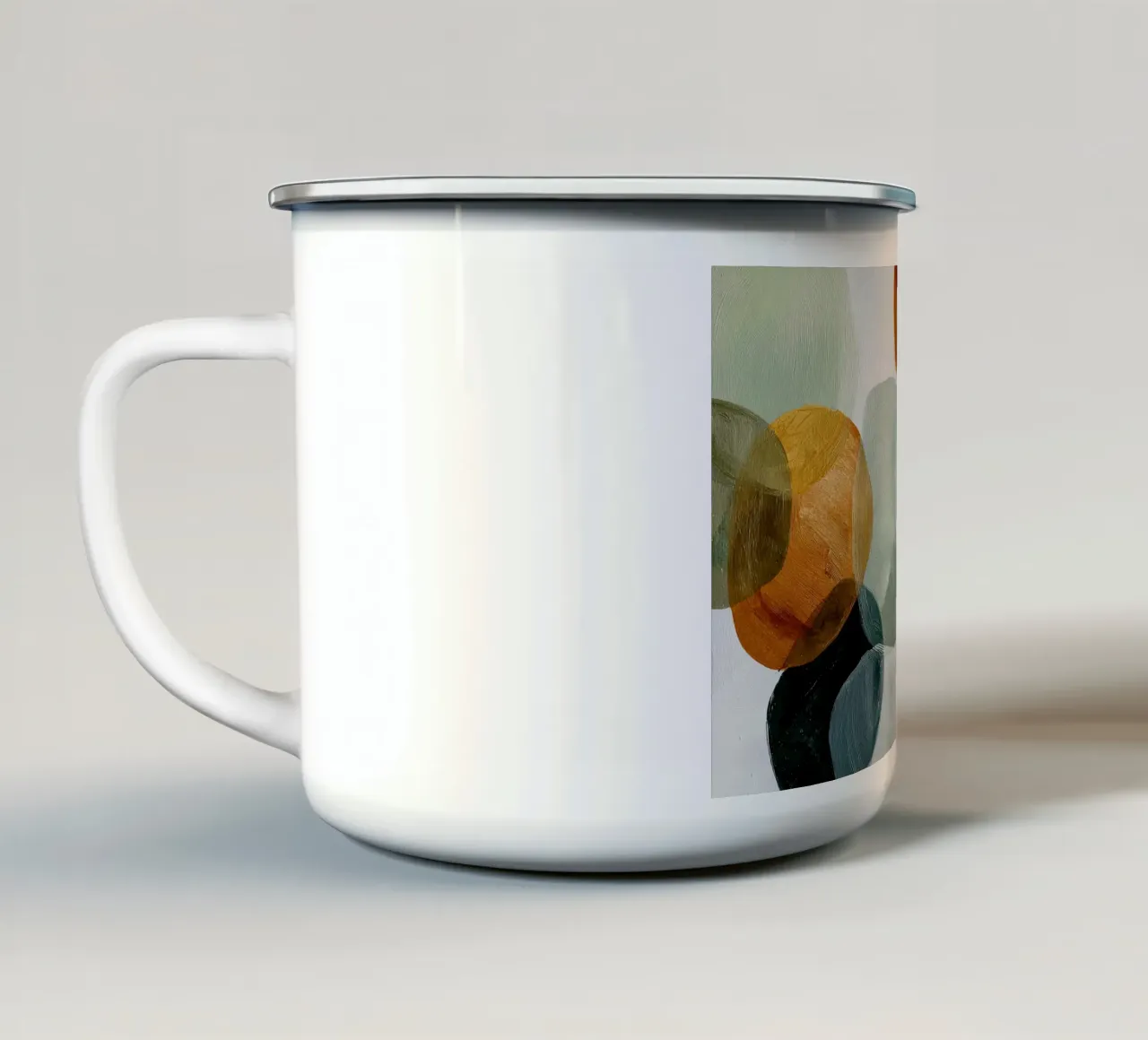 Superposition douce dans les tons de terre Art abstrait mug en émail de Artbyvo