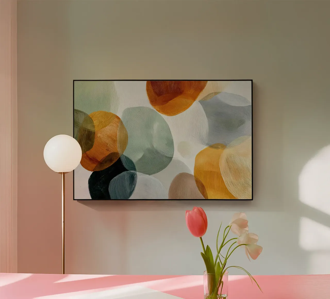 Zachte overlapping in aardetinten Abstracte kunst acryl van Artbyvo