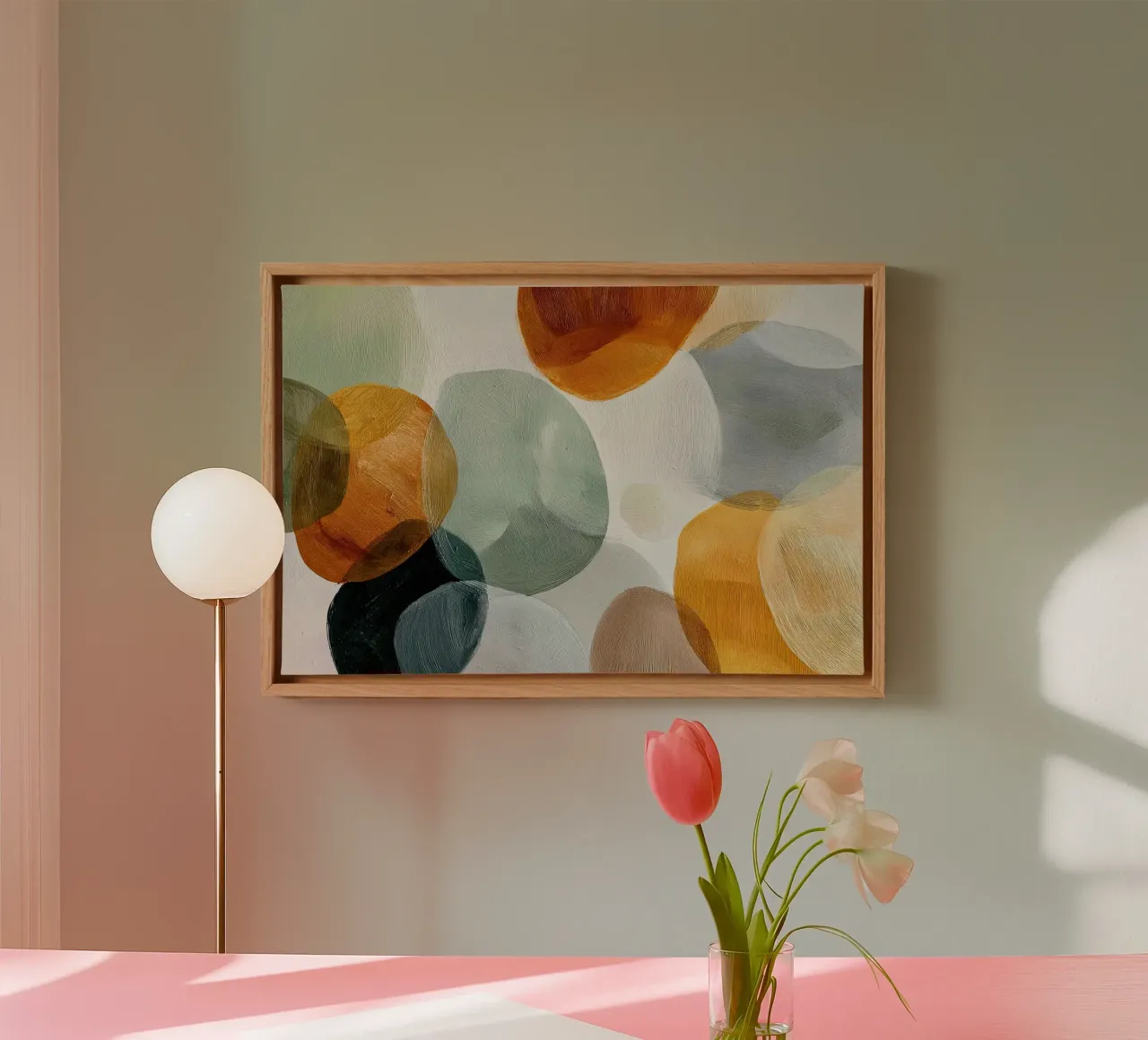 Zachte overlapping in aardetinten Abstracte kunst canvas van Artbyvo