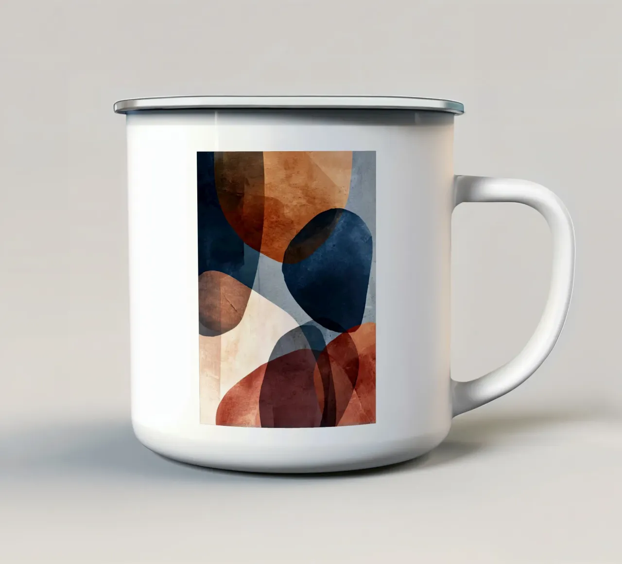 Formes de couleurs audacieuses sur fond de texture de béton mug en émail de Artbyvo