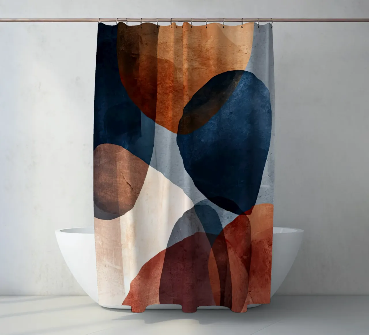 Bold Color Forms on Concrete Texture Background shower curtain by Artbyvo