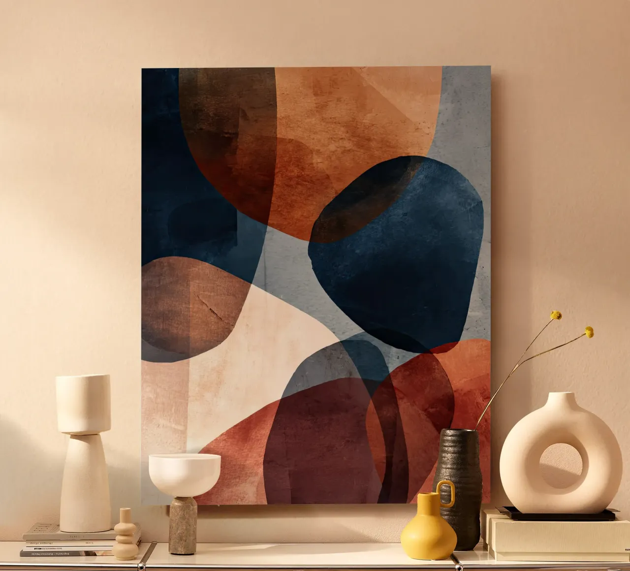 Bold Color Forms on Concrete Texture Background alu-dibond by Artbyvo