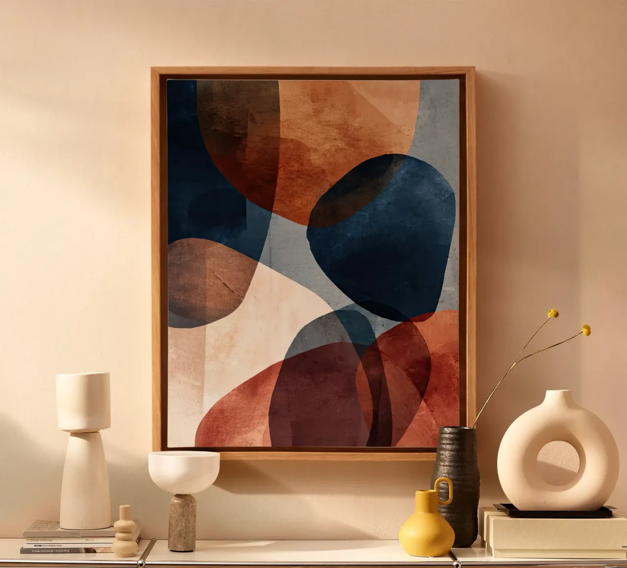 Bold Color Forms on Concrete Texture Background canvas by Artbyvo