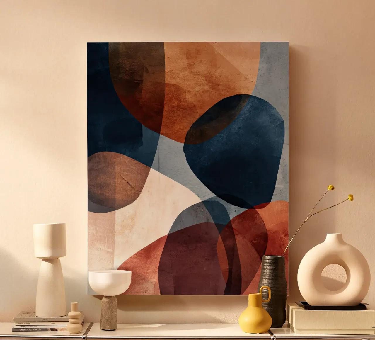 Bold Color Forms on Concrete Texture Background canvas by Artbyvo