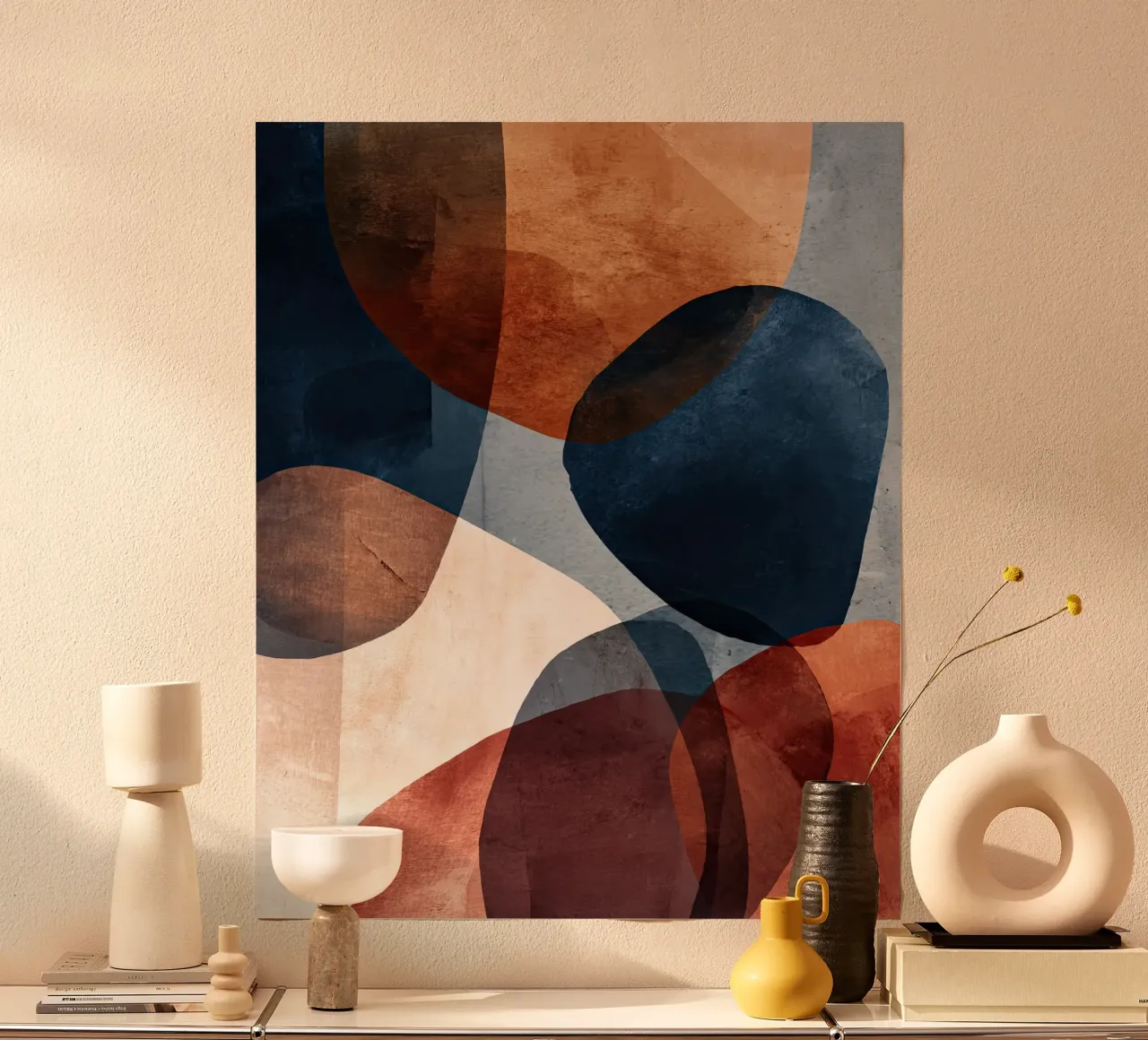 Bold Color Forms on Concrete Texture Background hahnemühle by Artbyvo