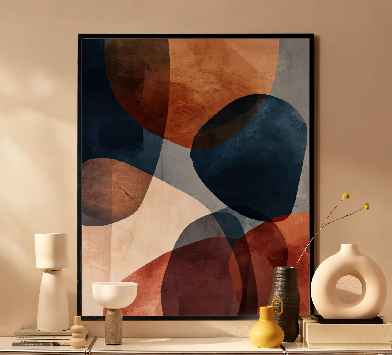 Formes de couleurs audacieuses sur fond de texture de béton hahnemühle de Artbyvo