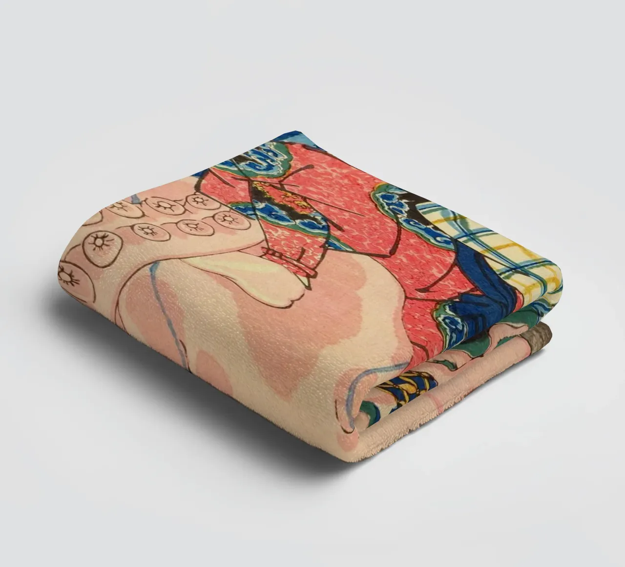 Samurai che combatte contro una piovra gigante - Ukiyo-e giapponese d'epoca asciugamano da bagno da Masterpieces Of Japanese Art