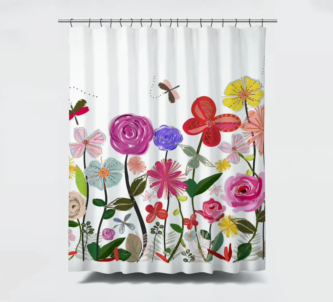 Spring meadow flowers shower curtain by gulsengunel