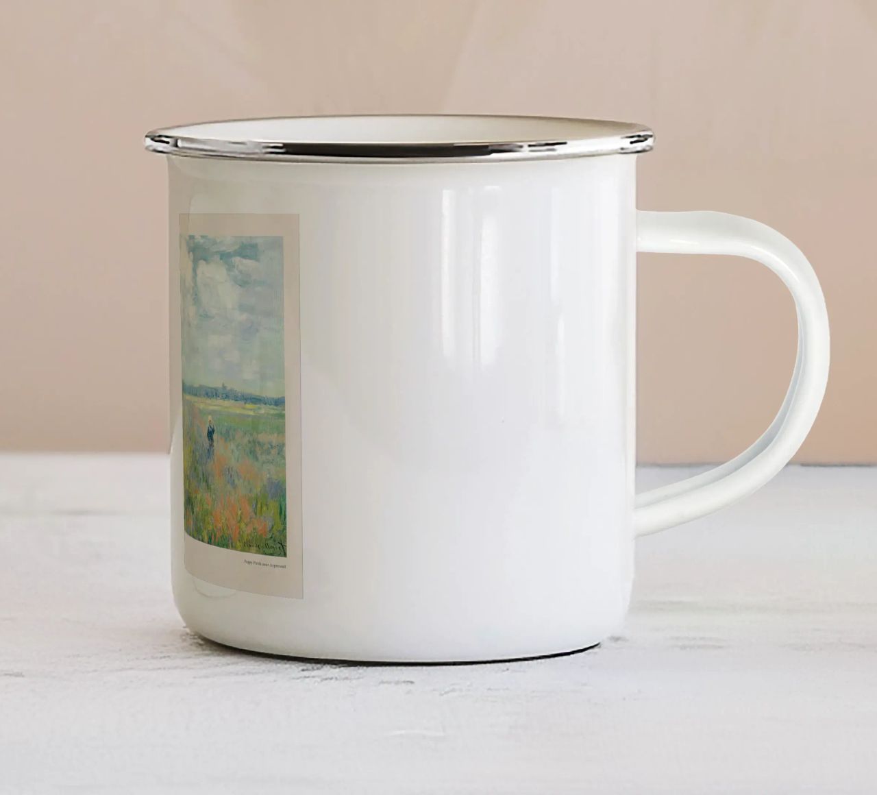 Monet - Stampa del paesaggio dei campi di papaveri vicino ad Argenteuil tazza in smalto da vanessa shop