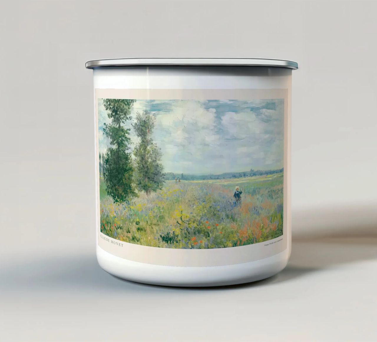 Monet - Stampa del paesaggio dei campi di papaveri vicino ad Argenteuil tazza in smalto da vanessa shop