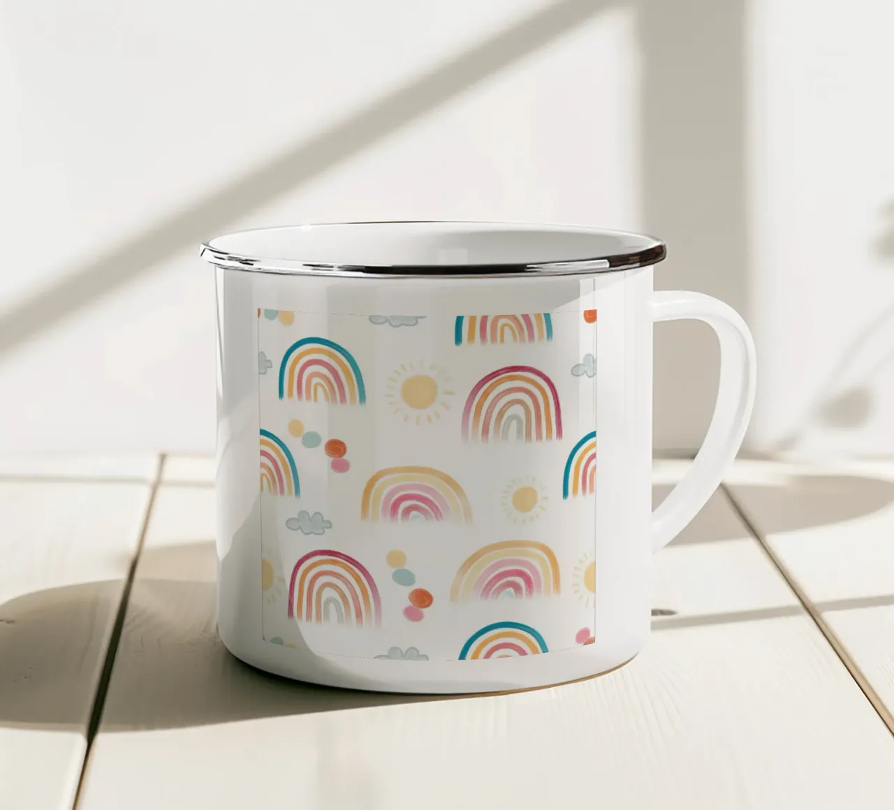 Arcobaleno giorni sole e nuvole bel modello tazza in smalto da gulsengunel