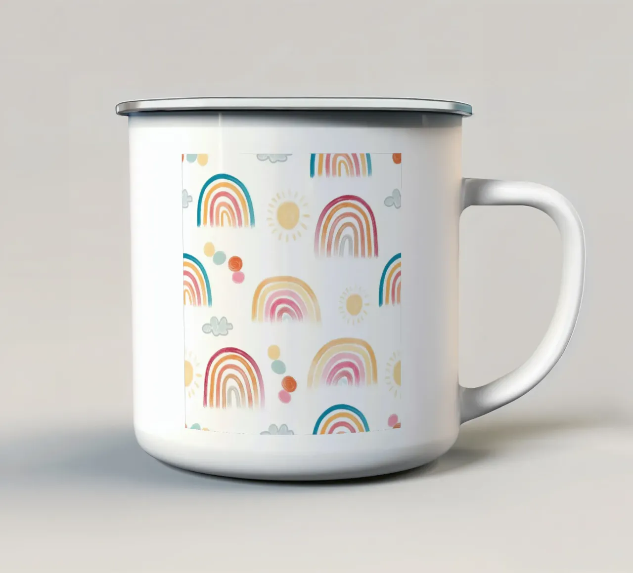 Arcobaleno giorni sole e nuvole bel modello tazza in smalto da gulsengunel