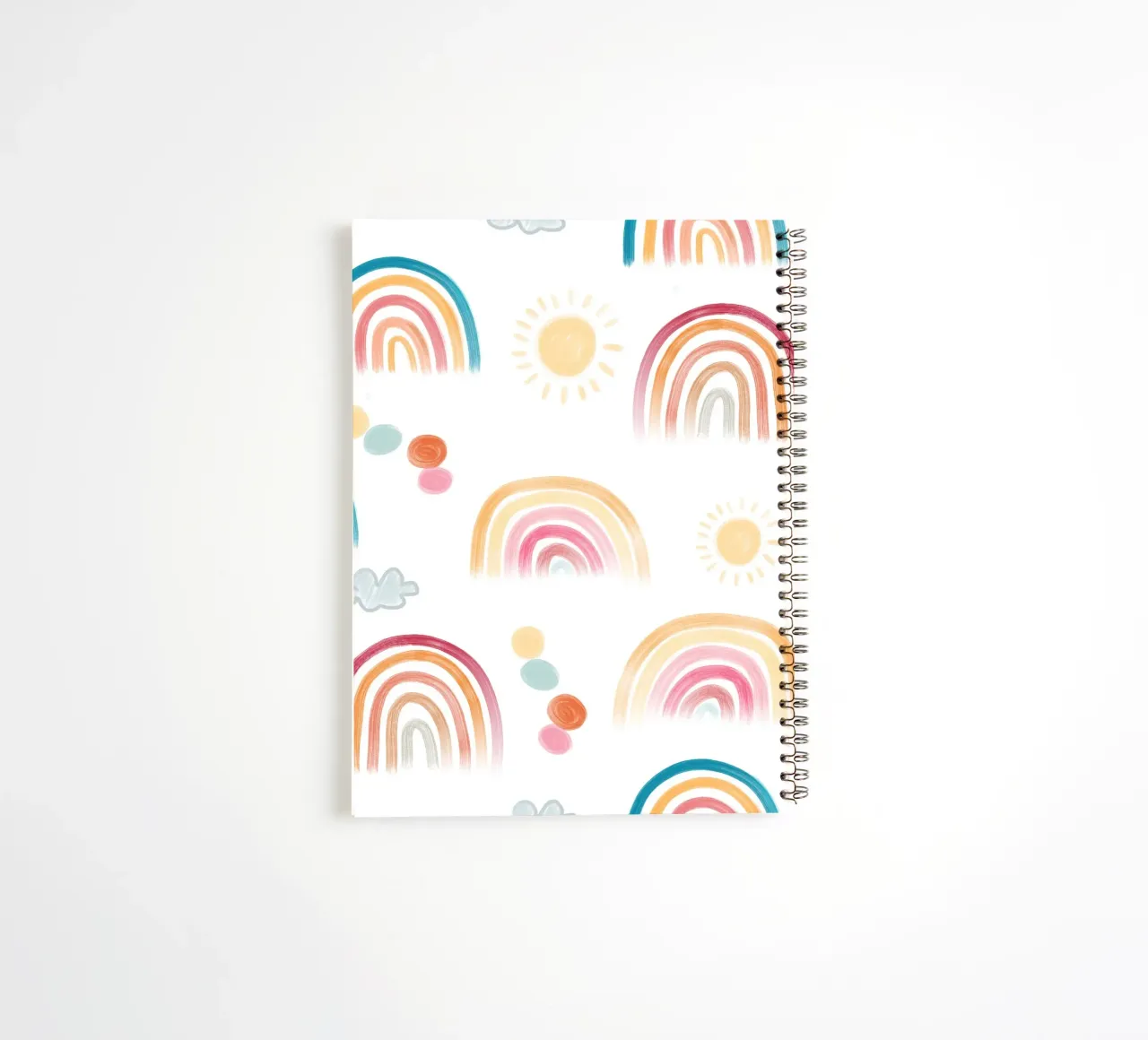 Rainbow days sun and clouds lovely pattern spiral notebook by gulsengunel