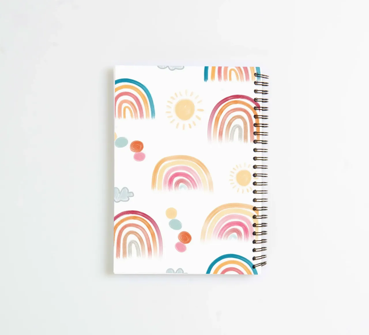 Rainbow days sun and clouds lovely pattern spiral notebook by gulsengunel