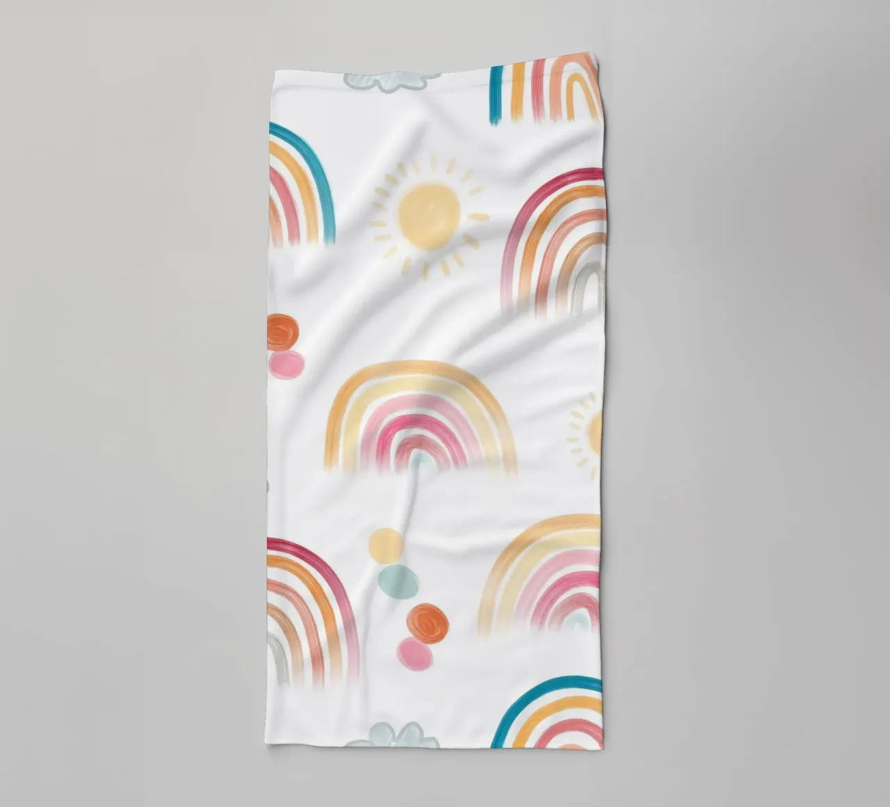 Rainbow days sun and clouds lovely pattern towel by gulsengunel