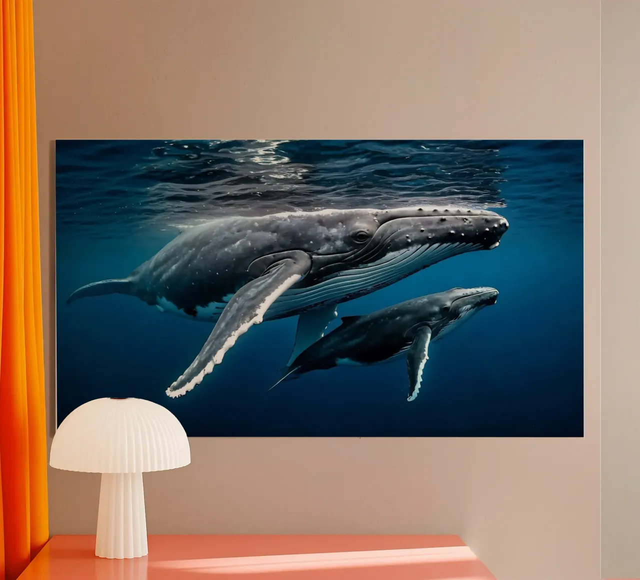 Balena con il suo vitello plexiglass da Wild Beauty