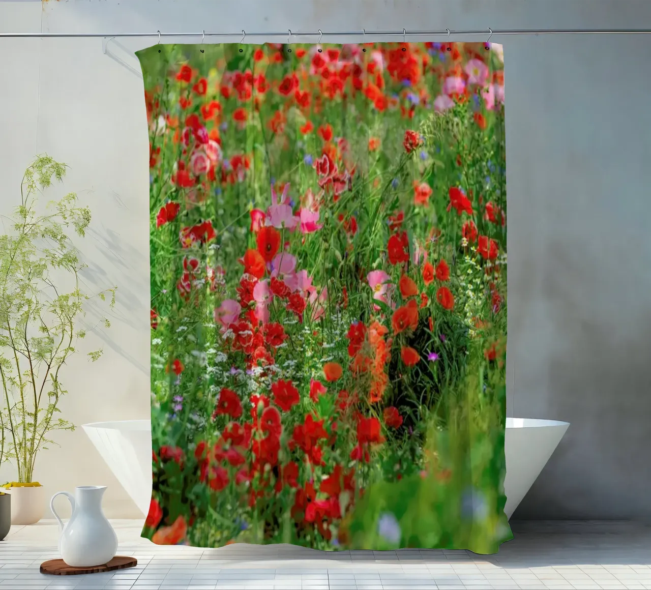 Poppyfield shower curtain by Curious Collections by Marielle Leenders